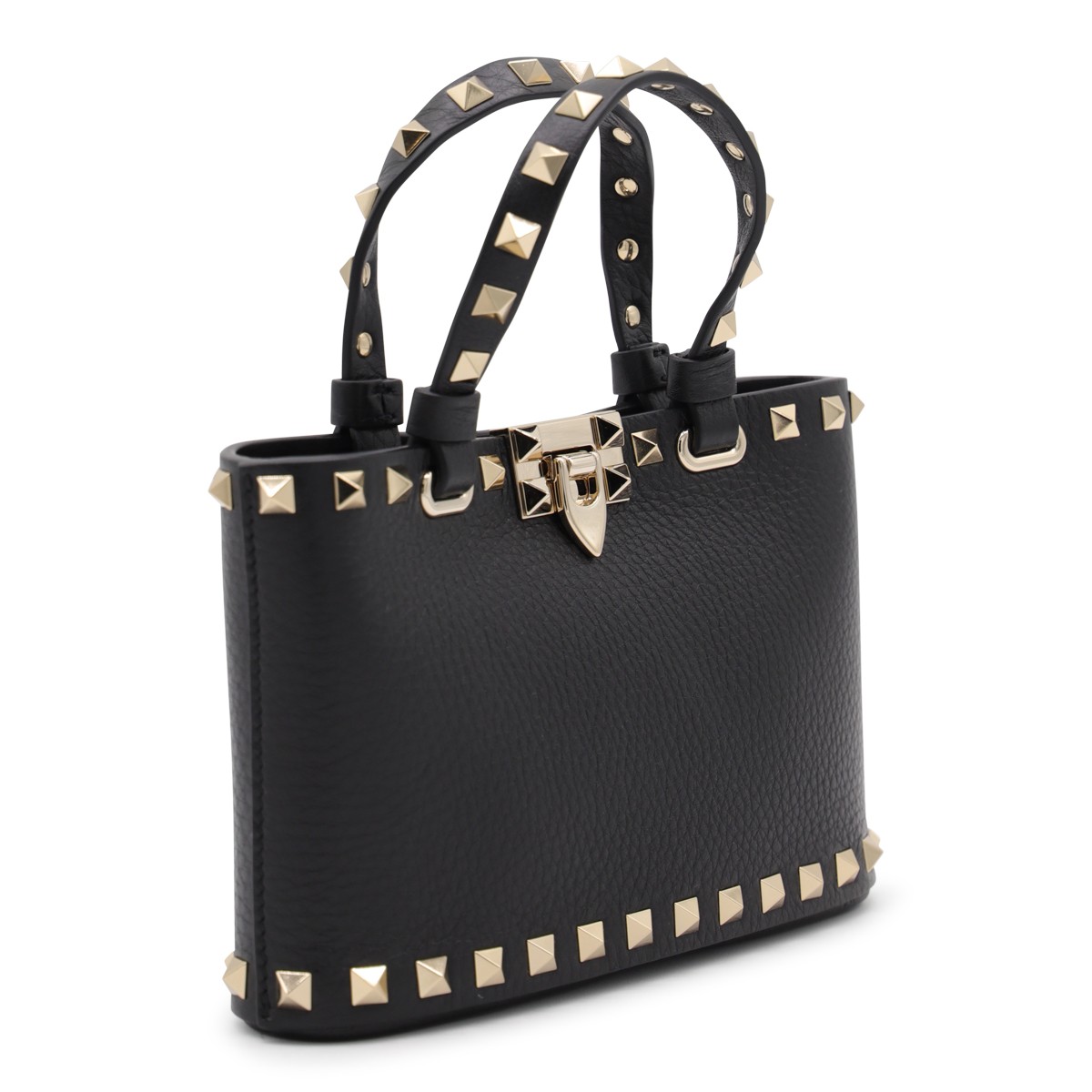 BLACK LEATHER ROCKSTUD MINI BAG