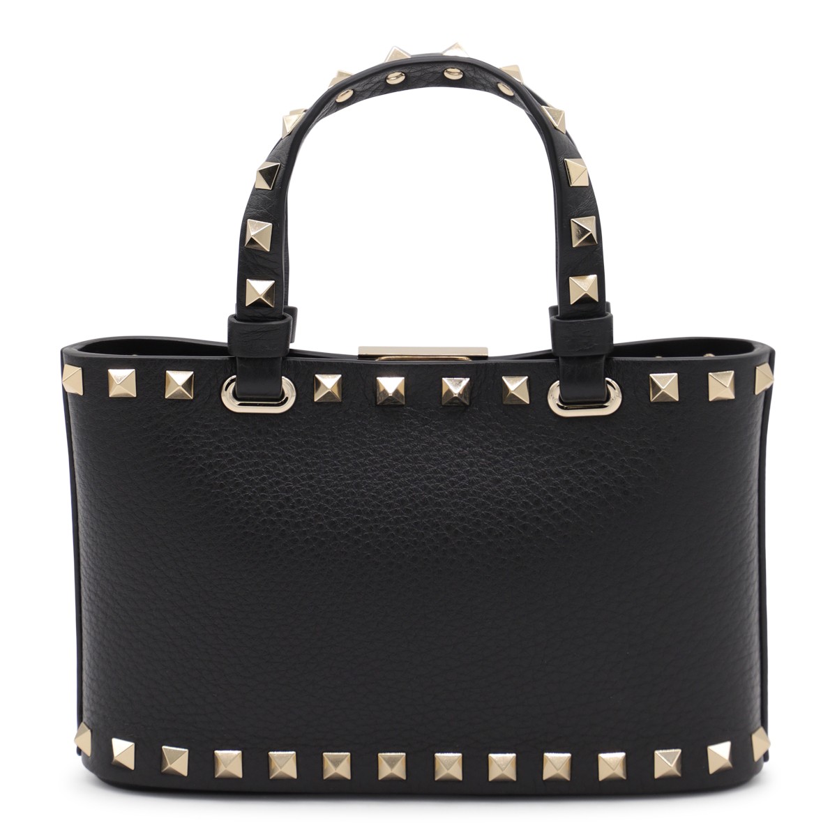 BLACK LEATHER ROCKSTUD MINI BAG