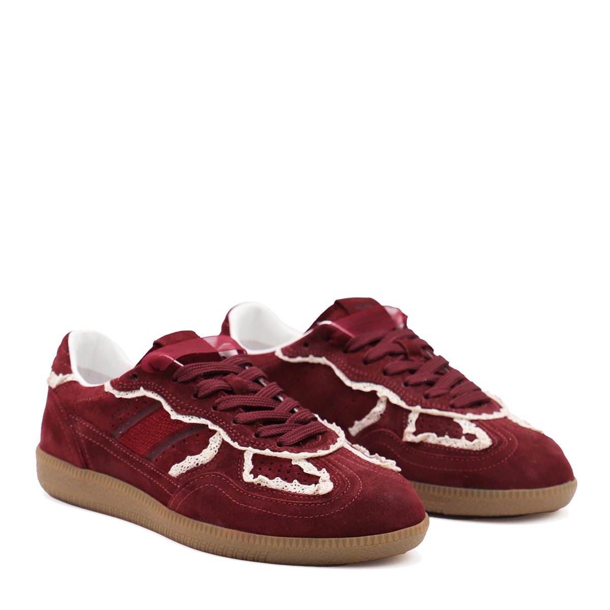 BURGUNDY LEATHER TB 490 CROCHET SNEAKERS