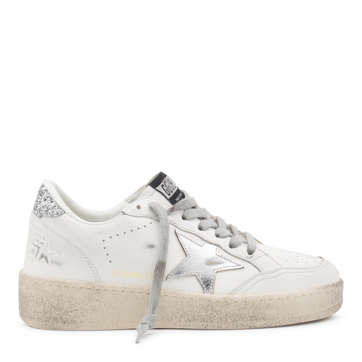 WHITE AND SILVER LEATHER BALLSTAR 2...
