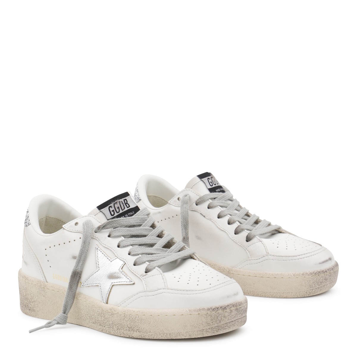 WHITE AND SILVER LEATHER BALLSTAR 2...