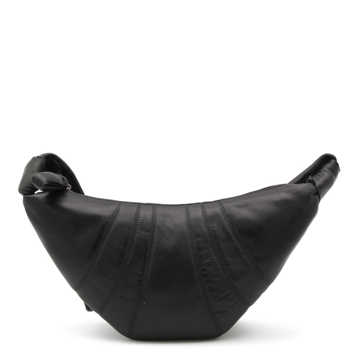 BLACK LEATHER SMALL CROISSANT...