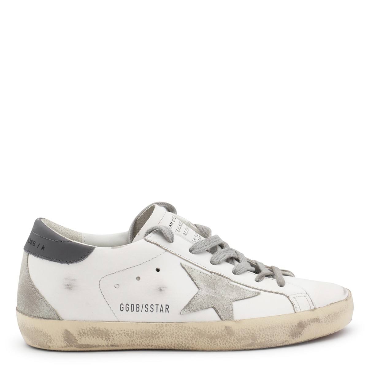 WHITE AND GREY LEATHER SUPER STAR...