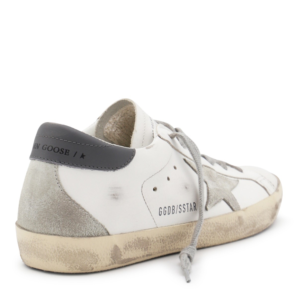 WHITE AND GREY LEATHER SUPER STAR...