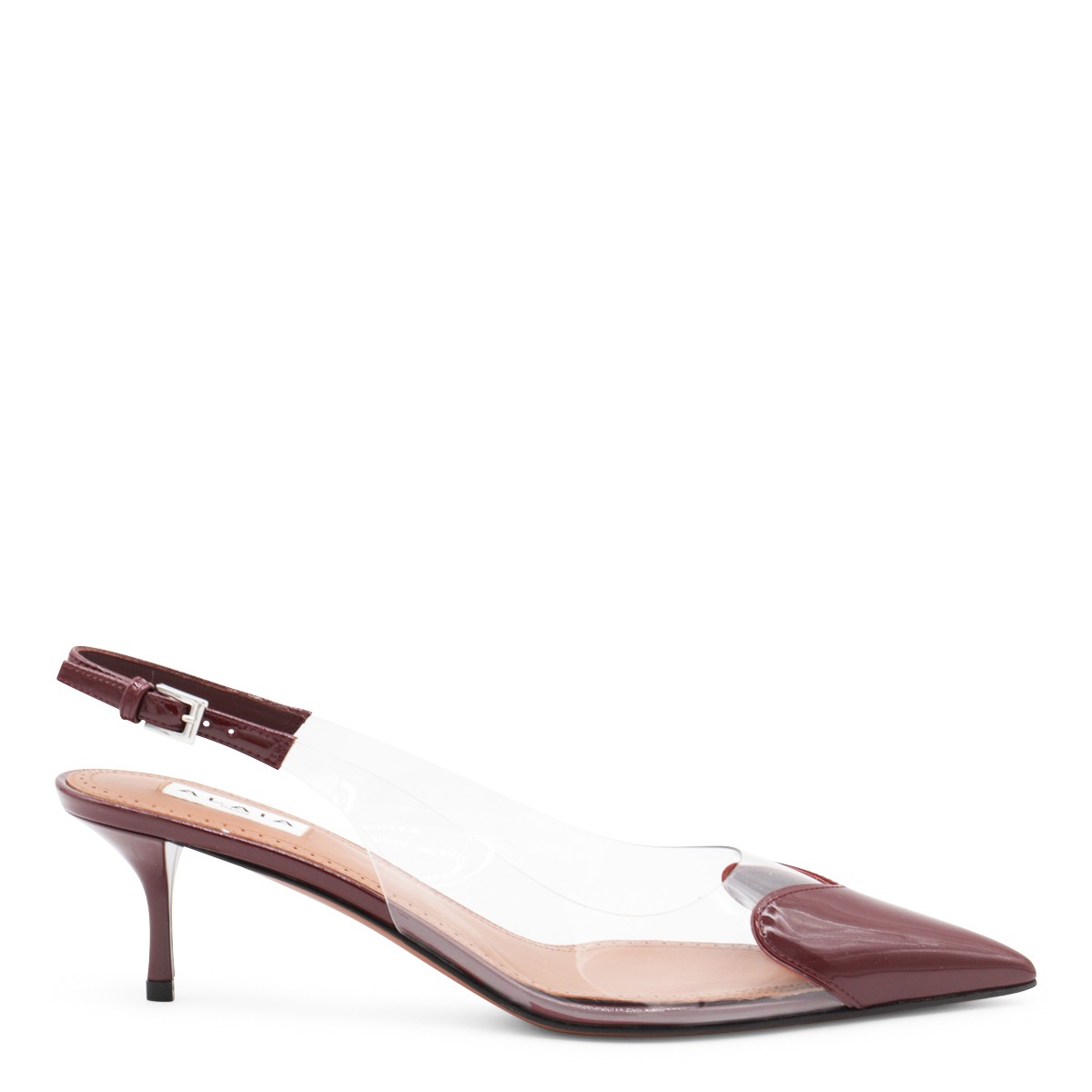 DARK RED AND TRASPARENT PUMPS