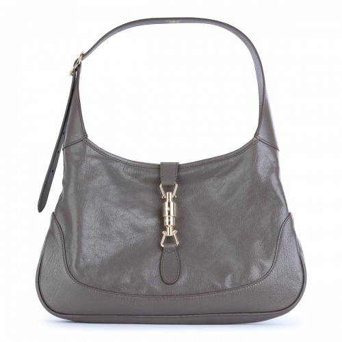 GREY LEATHER JACKIE SHOULDER BAG
