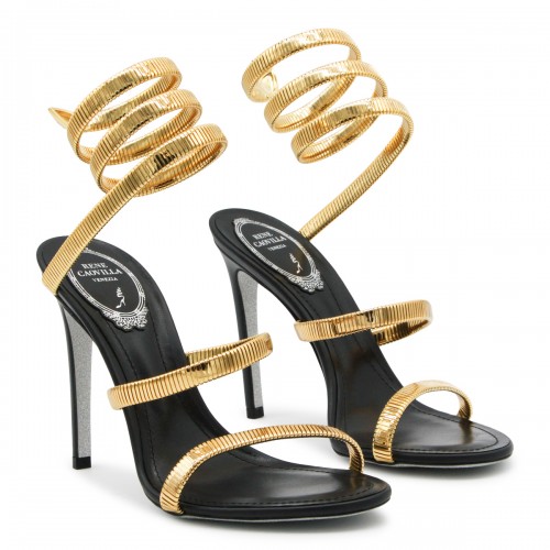 BLACK AND GOLD SANDALS