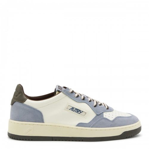 WHITE AND LIGHT BLUE LEATHER MEDALIST SNEAKERS