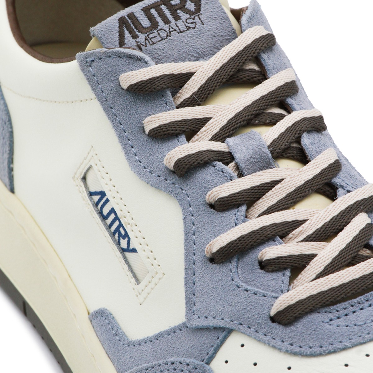 WHITE AND LIGHT BLUE LEATHER MEDALIST...
