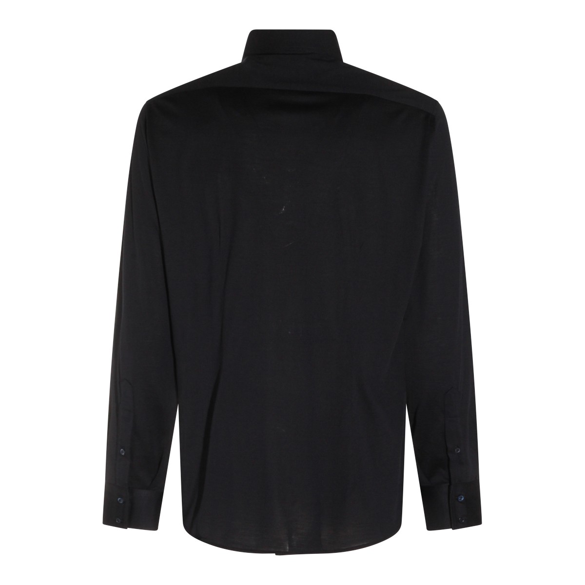 NAVY SILK COTTON BLEND SHIRT
