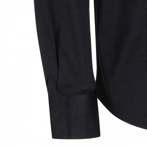 NAVY SILK COTTON BLEND SHIRT