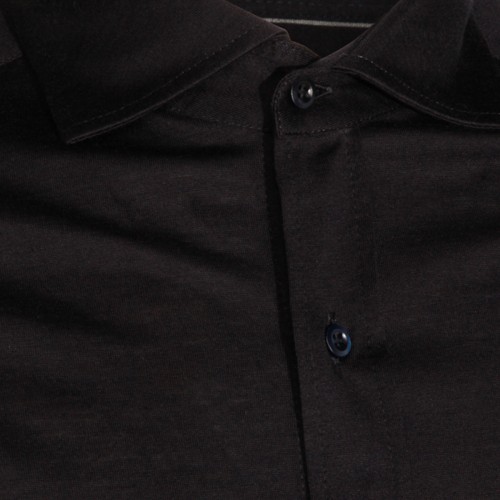 NAVY SILK COTTON BLEND SHIRT