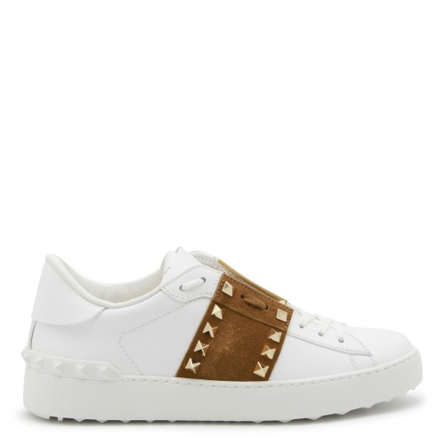 WHITE AND BROWN LEATHER...