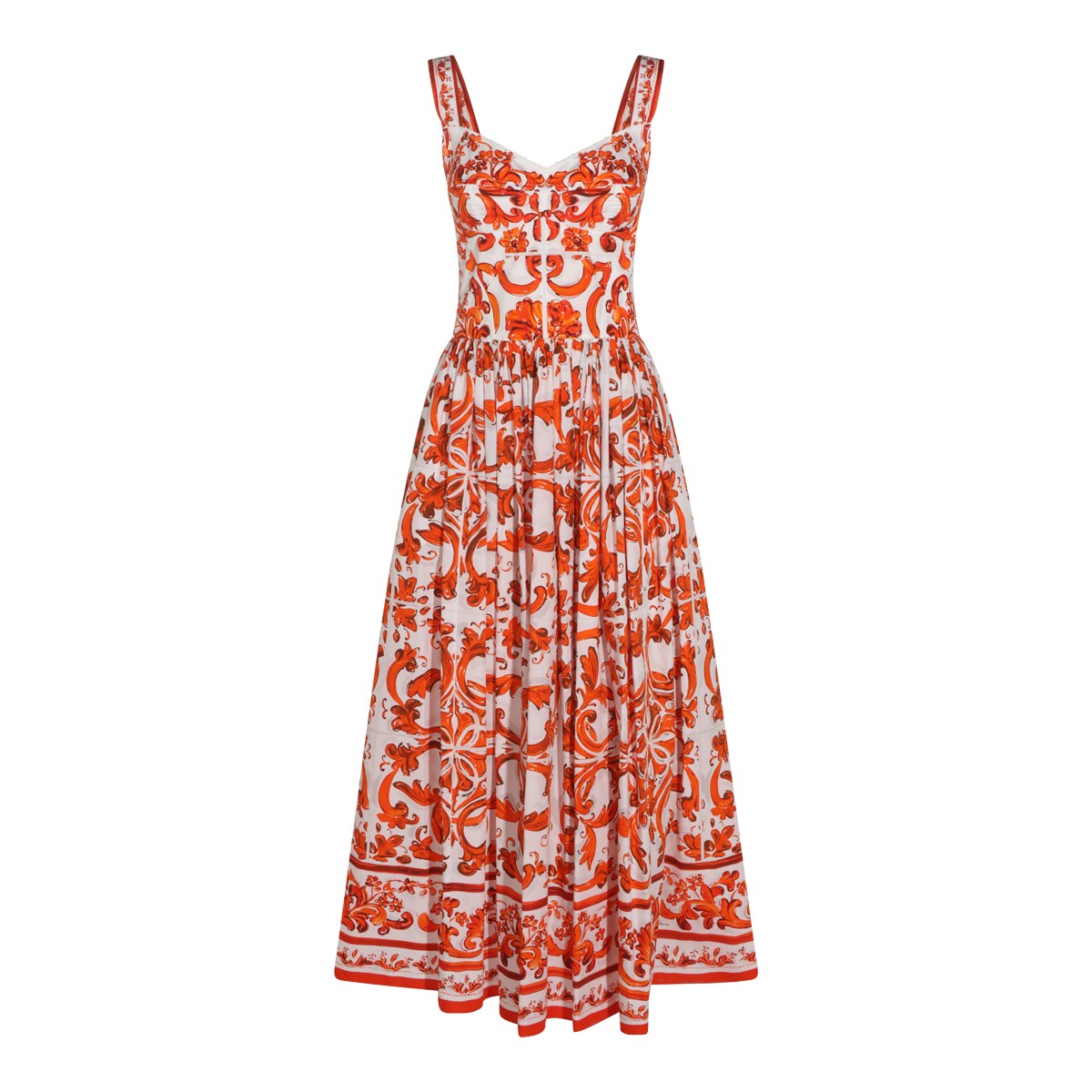 WHITE AND ORANGE COTTON DRESS