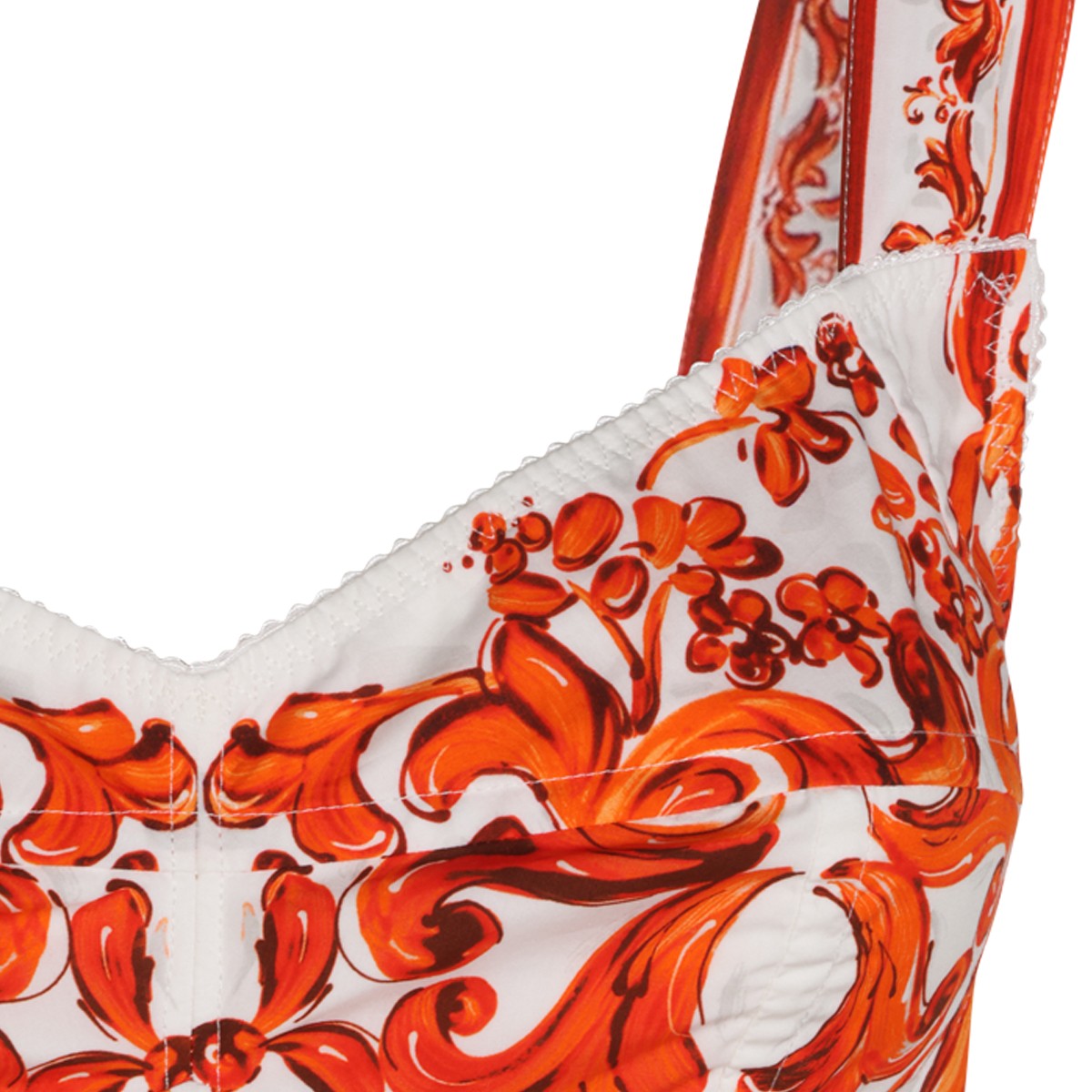 WHITE AND ORANGE COTTON DRESS