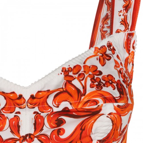 WHITE AND ORANGE COTTON DRESS