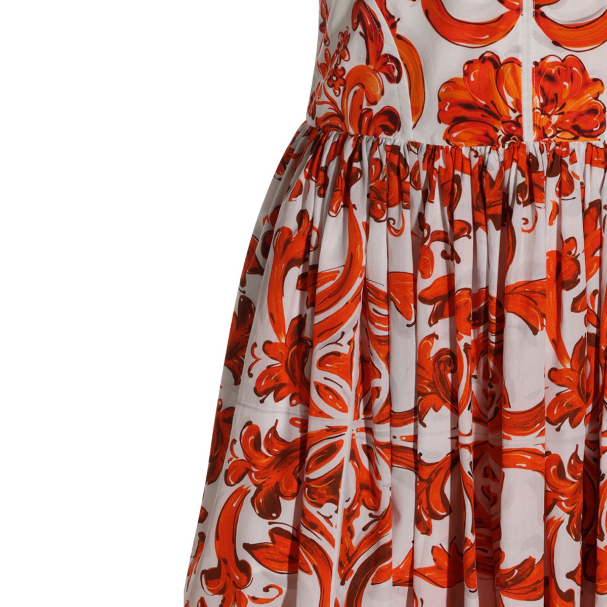 WHITE AND ORANGE COTTON DRESS