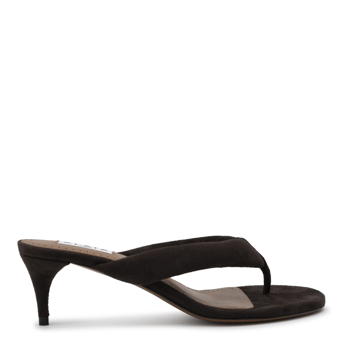 BRUN FUME LEATHER PADDED SANDALS