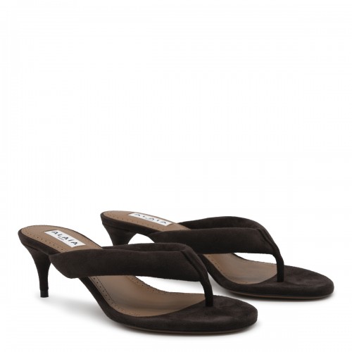 BRUN FUME LEATHER PADDED SANDALS