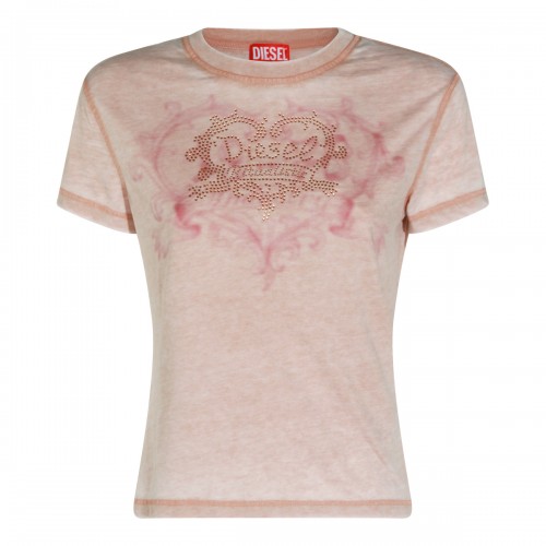 BEIGE COTTON BURNOUT T-SHIRT