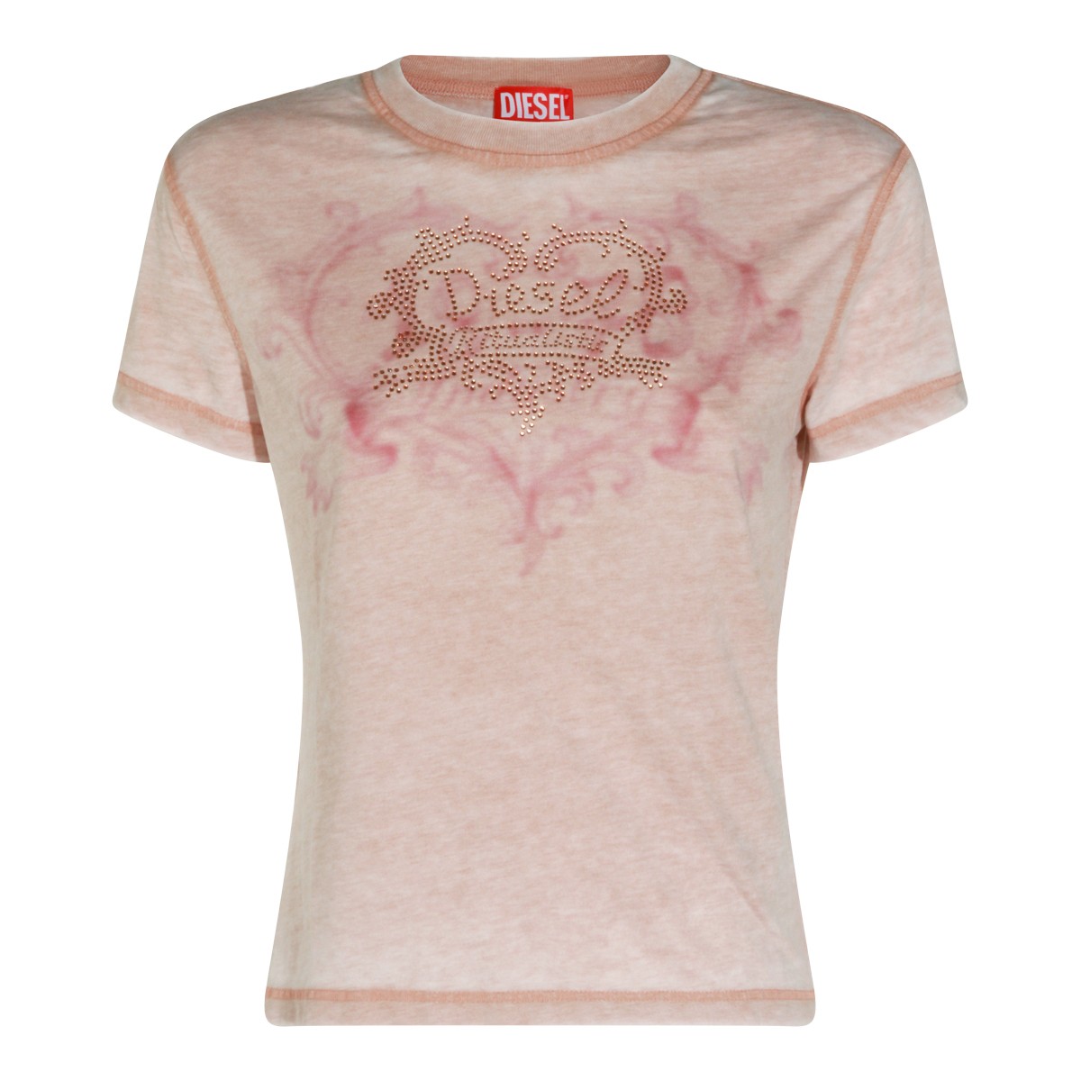 BEIGE COTTON BURNOUT T-SHIRT