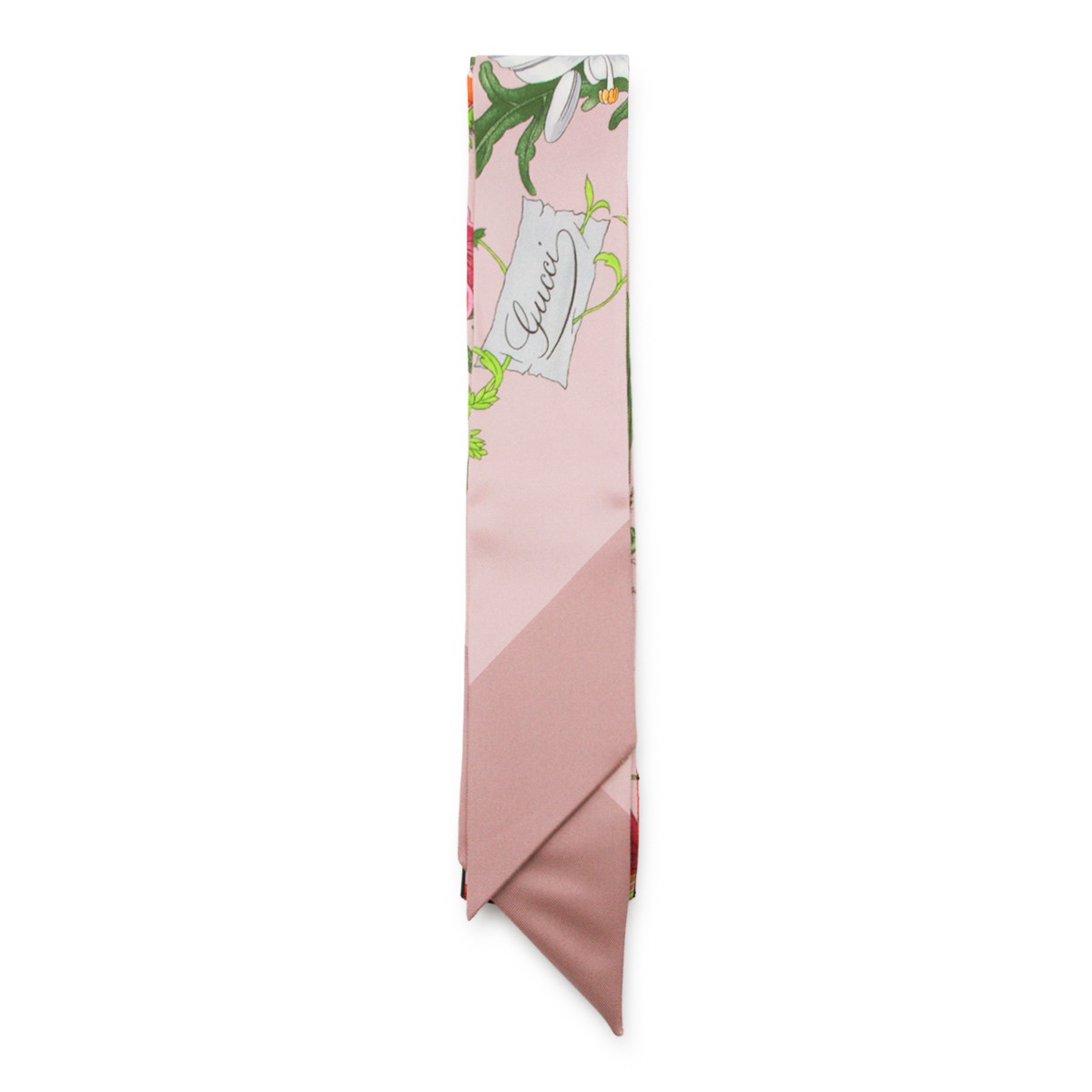 WHITE AND PINK SILK SCARF