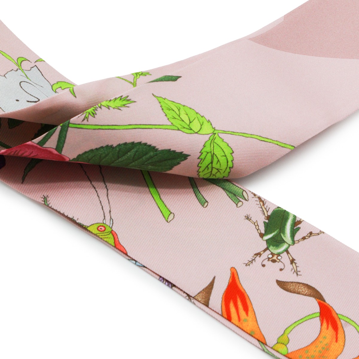 WHITE AND PINK SILK SCARF