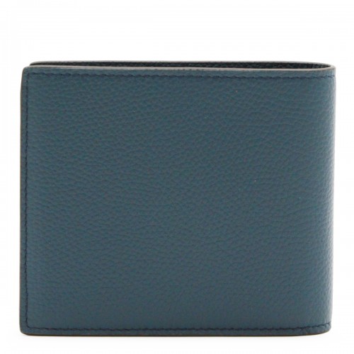 BLUE AND BROWN LEATHER WALLET