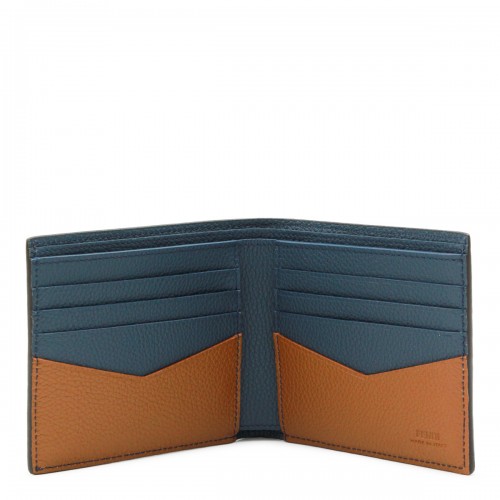 BLUE AND BROWN LEATHER WALLET