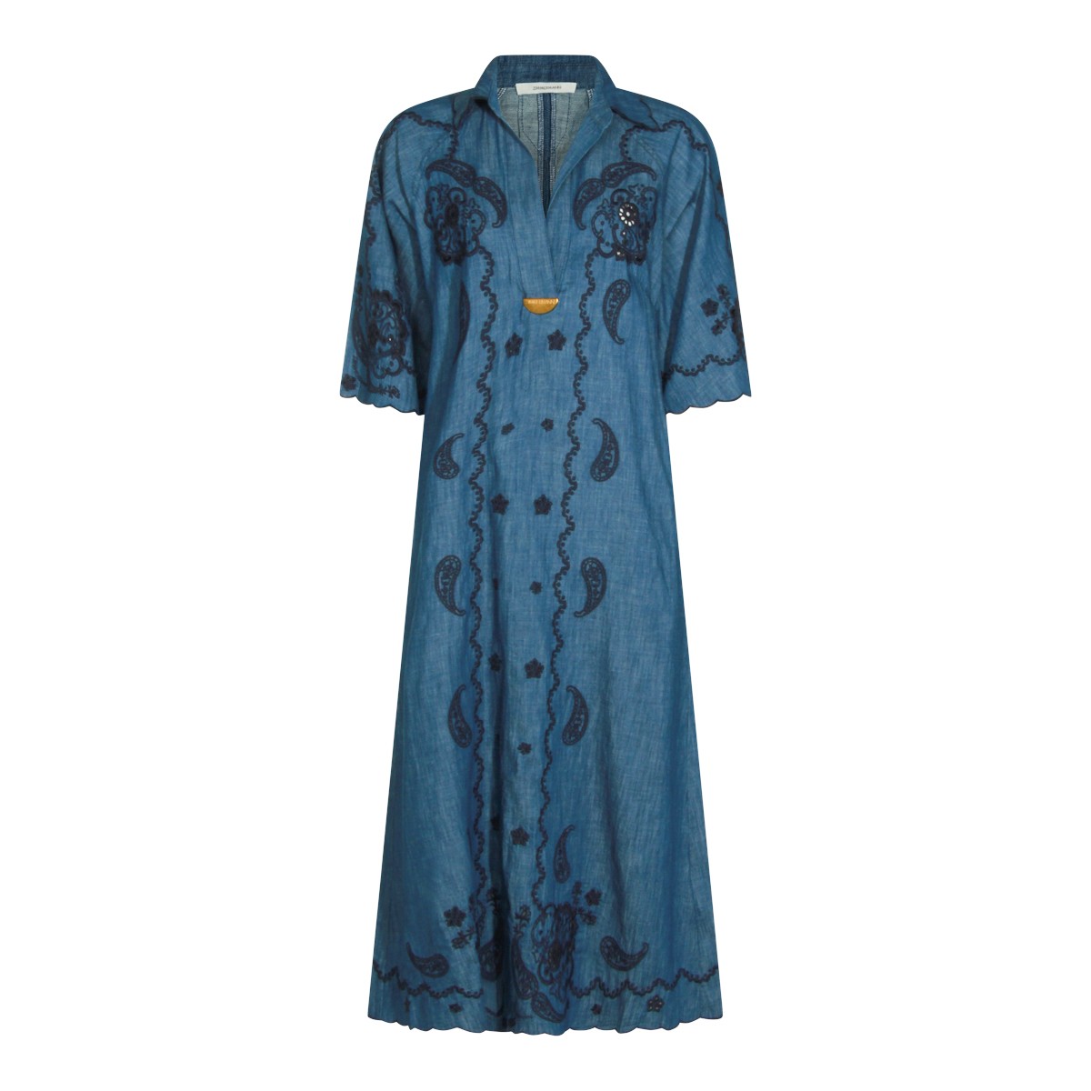 RAILWAY BLUE COTTON CHEMISIER LONG DRESS