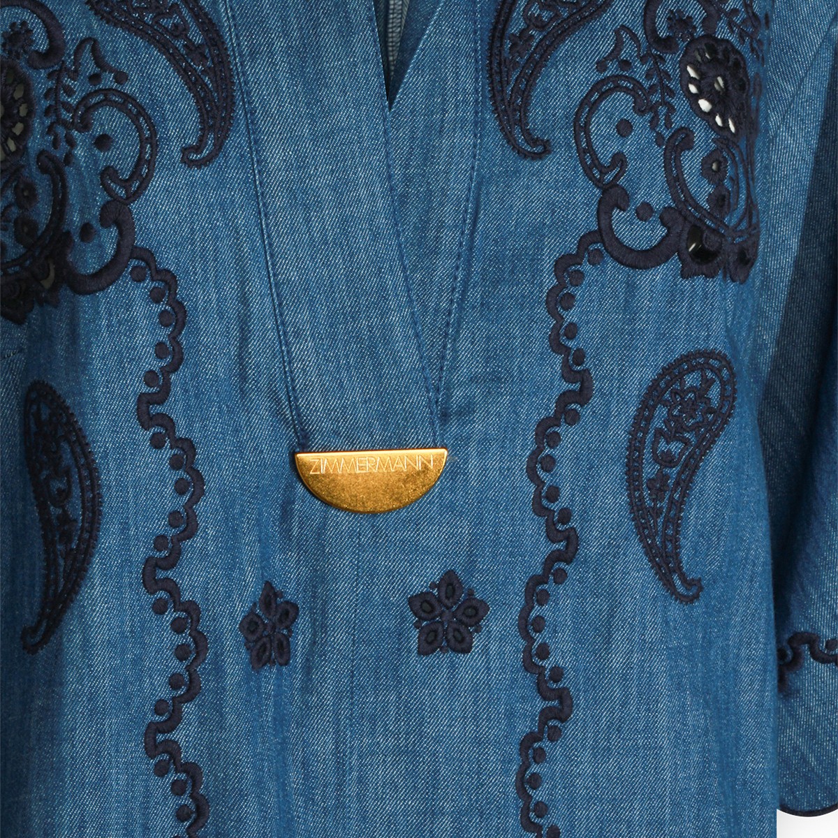 RAILWAY BLUE COTTON CHEMISIER LONG DRESS