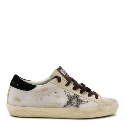 BEIGE AND BLACK LEATHER SUPER STAR SNEAKERS