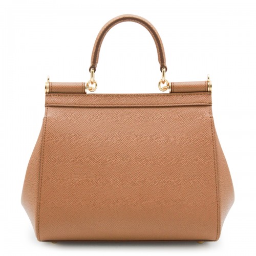 CARAMEL BROWN LEATHER SICILY TOP HANDLE BAG