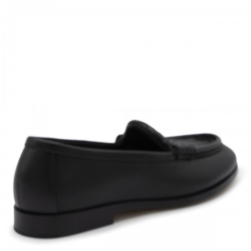 BLACK LEATHER FLATS
