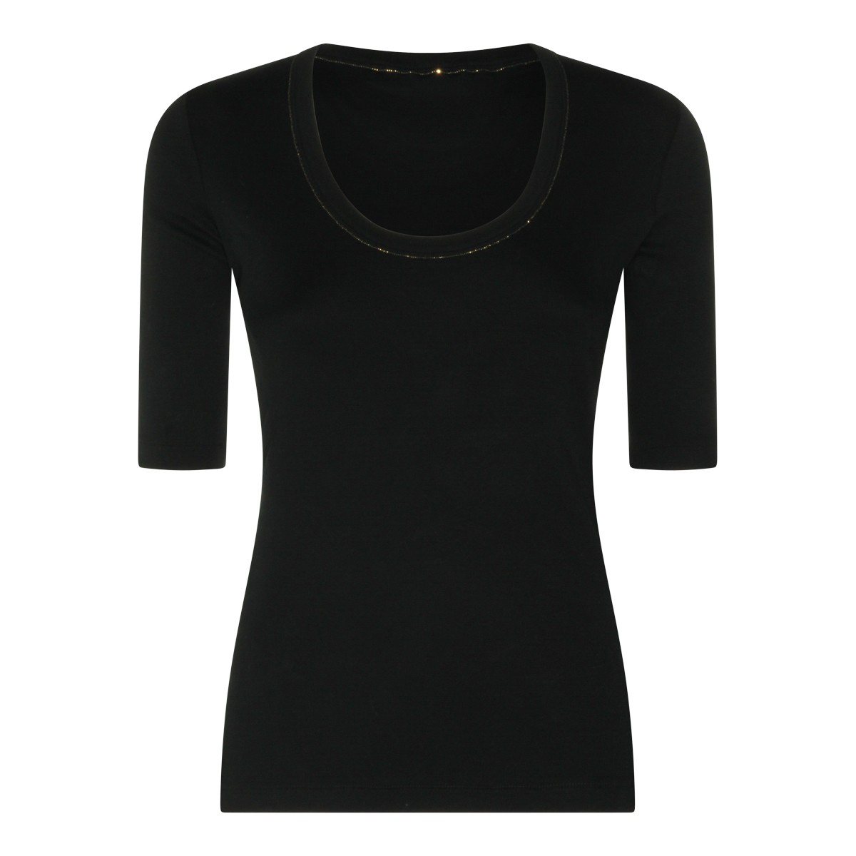 BLACK COTTON STRETCH T-SHIRT