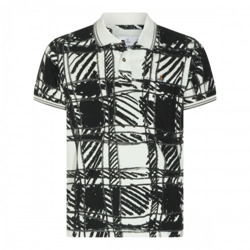 BLACK AND WHITE COTTON CLASSIC POLO SHIRT