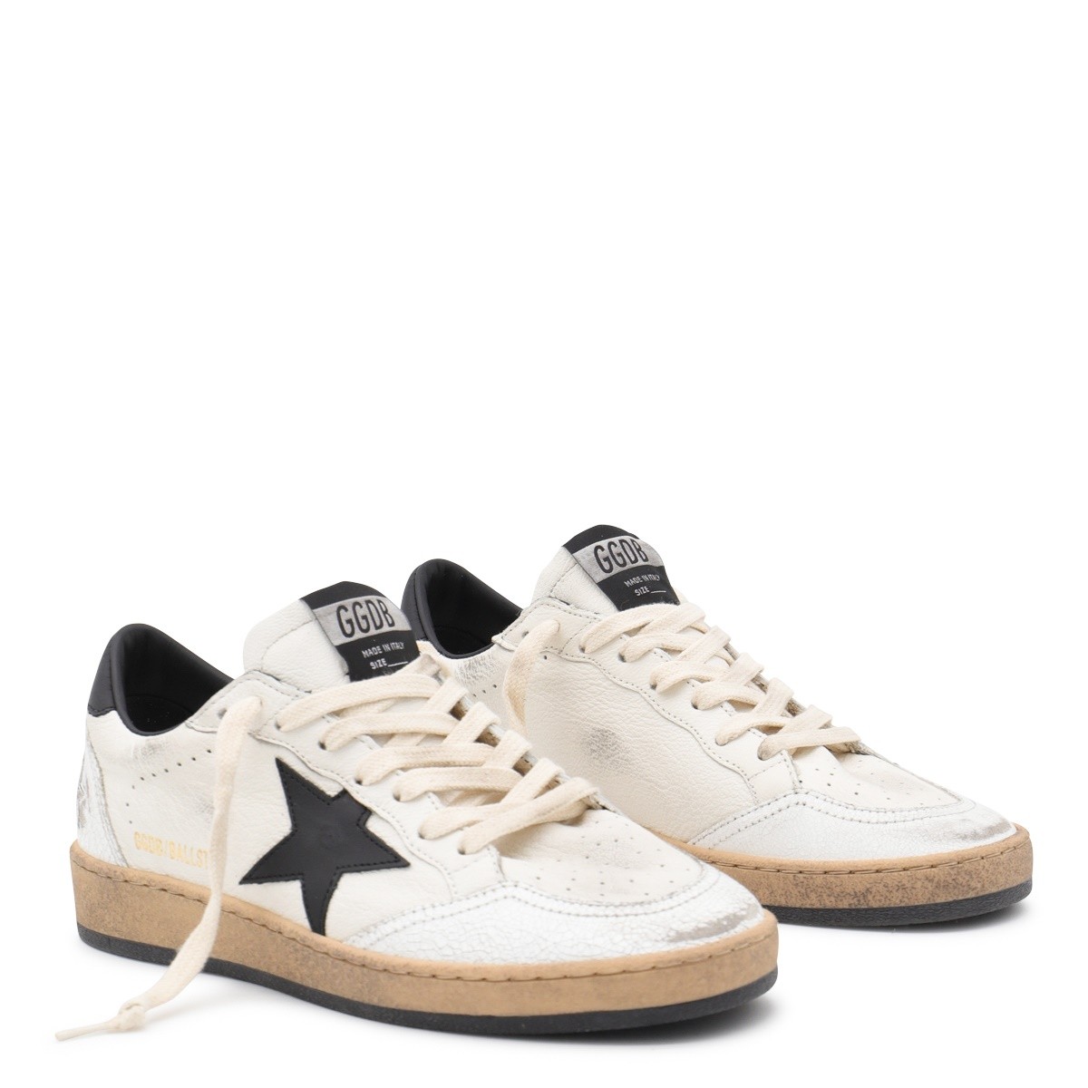WHITE AND BLACK LEATHER BALL STAR LOW...