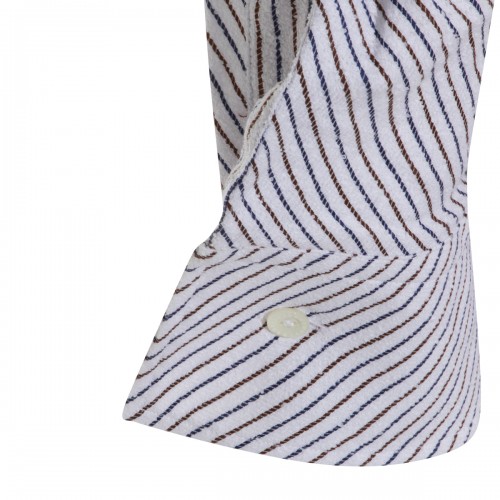 BLUE AND BROWN COTTON SHIRT