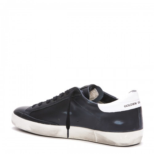 BLACK AND WHITE LEATHER SUPER-STAR SNEAKERS