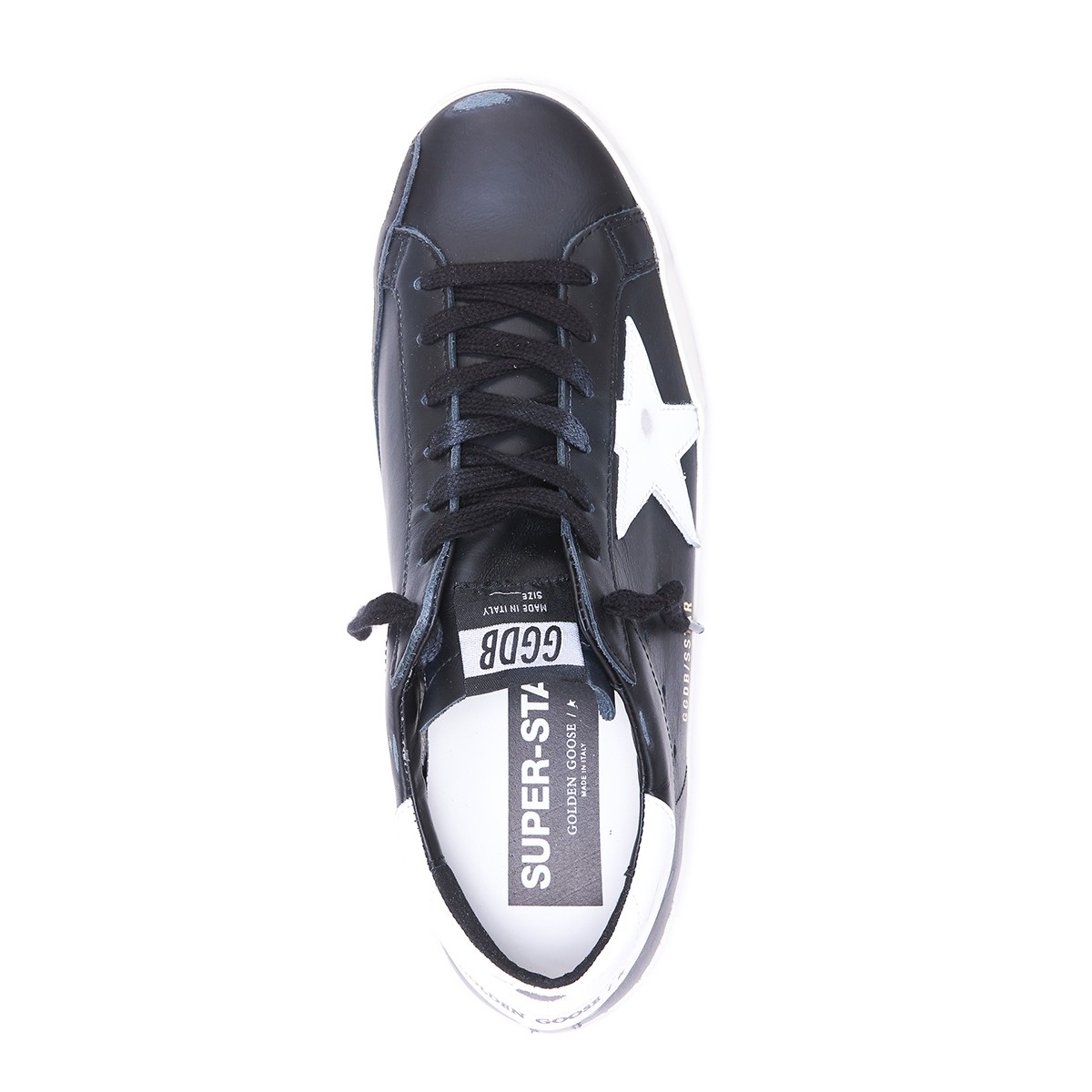 BLACK AND WHITE LEATHER SUPER-STAR...