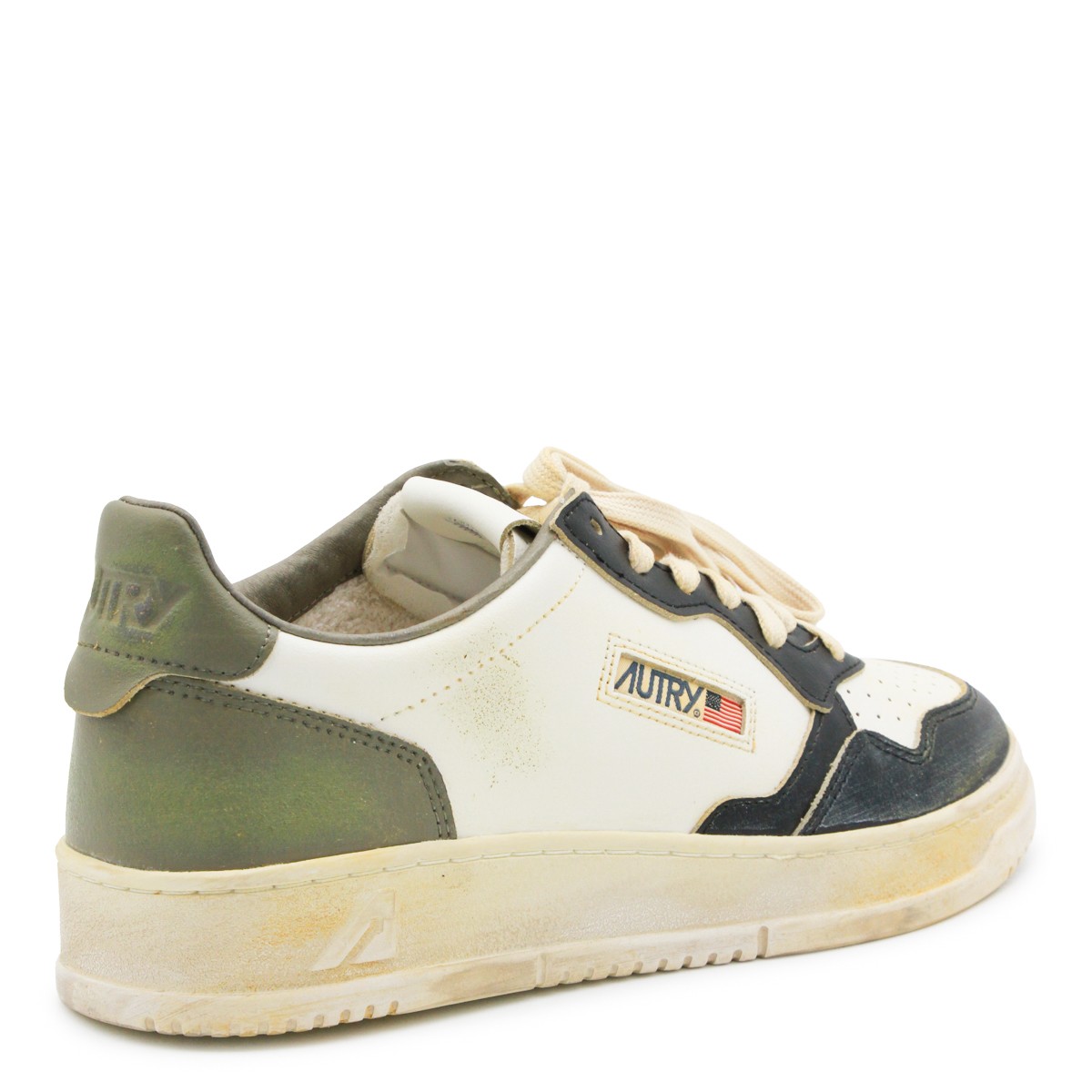 WHITE BLACK AND GREEN LEATHER SUPER...