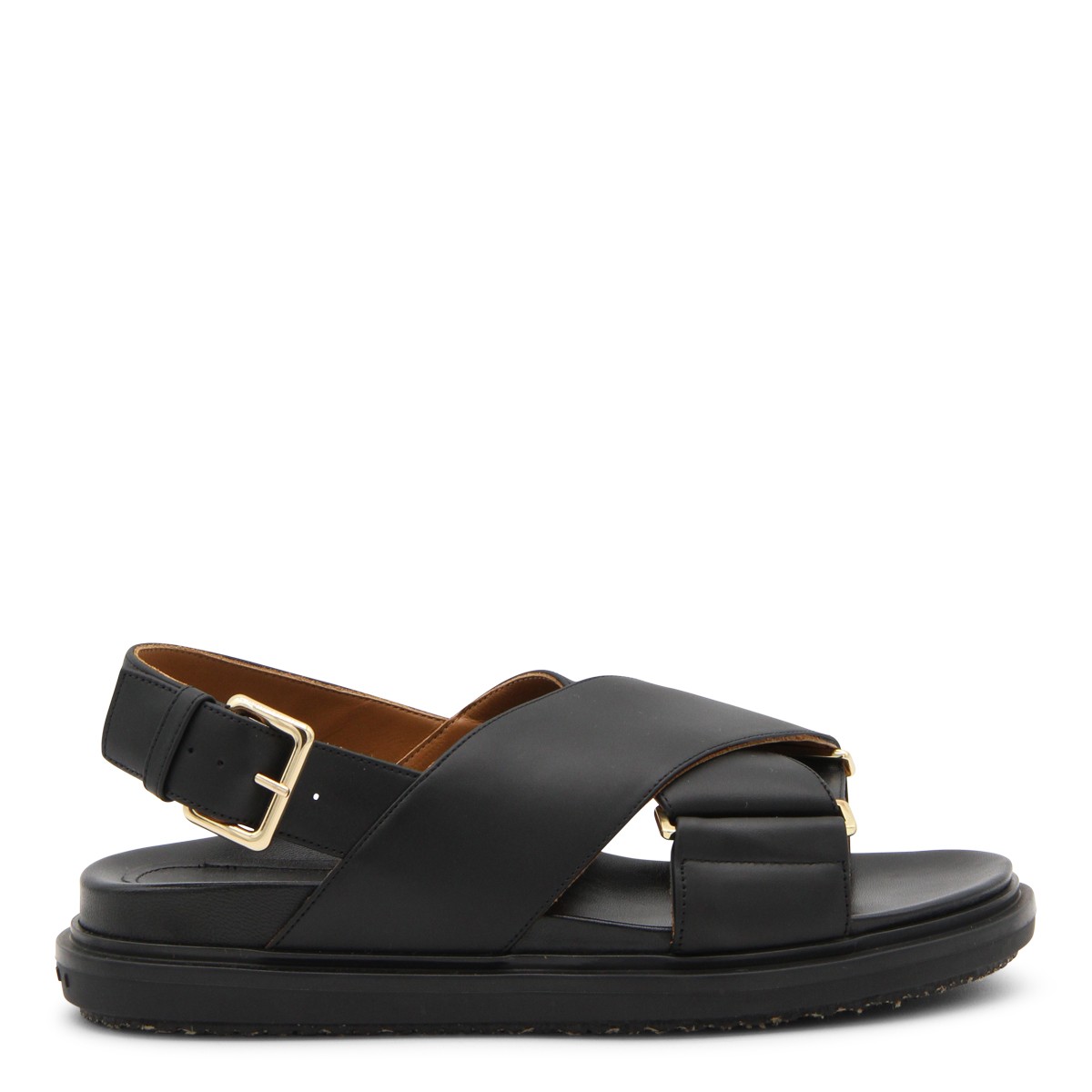 BLACK LEATHER FUSSBETT SANDALS