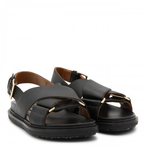 BLACK LEATHER FUSSBETT SANDALS 2