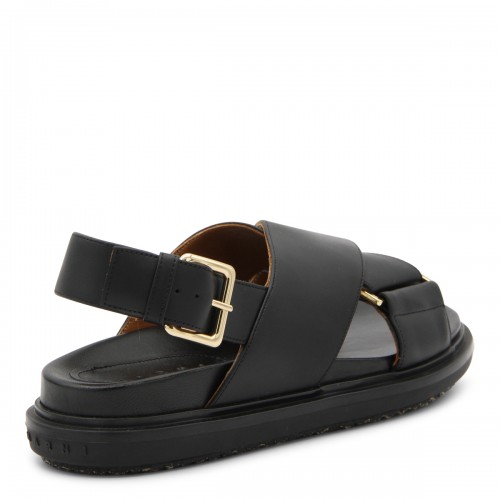 BLACK LEATHER FUSSBETT SANDALS