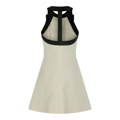 WHITE AND BLACK WOOL DRESS