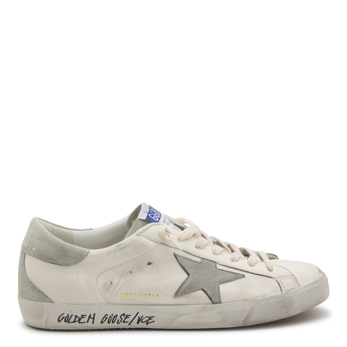 WHITE AND GREY LEATHER SUPER-STAR...
