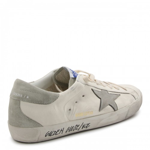 WHITE AND GREY LEATHER SUPER-STAR SNEAKERS