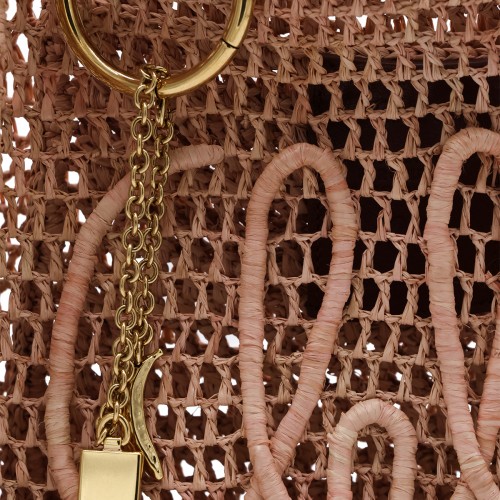 BEIGE RAFFIA SUMMER BANANA TOP HANDLE BAG
