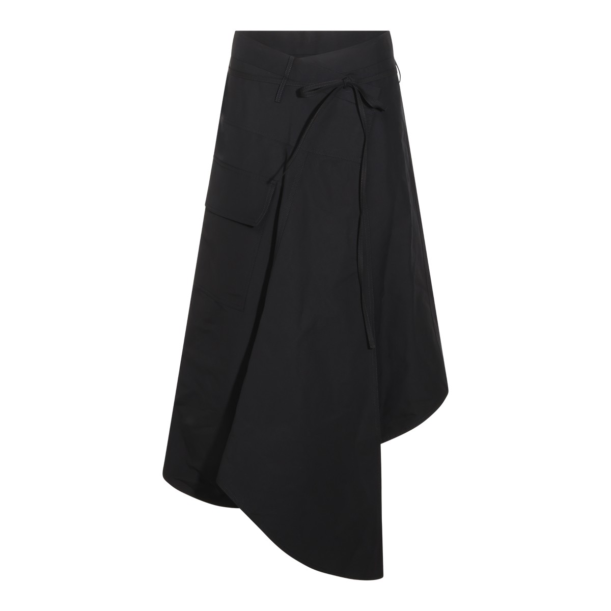 DOUBLE BLACK COTTON ASYMMETRIC SKIRT
