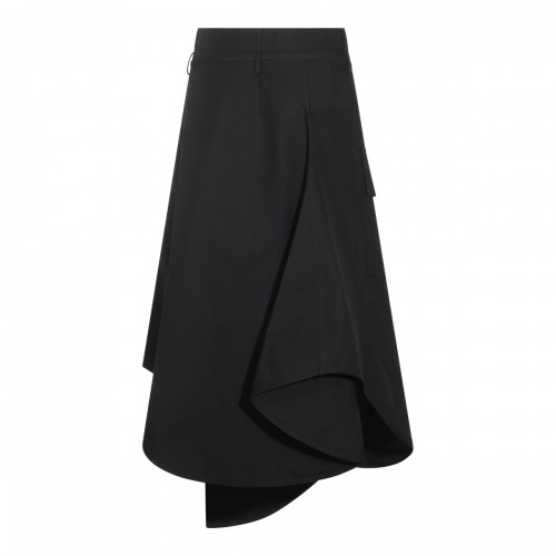 DOUBLE BLACK COTTON ASYMMETRIC SKIRT